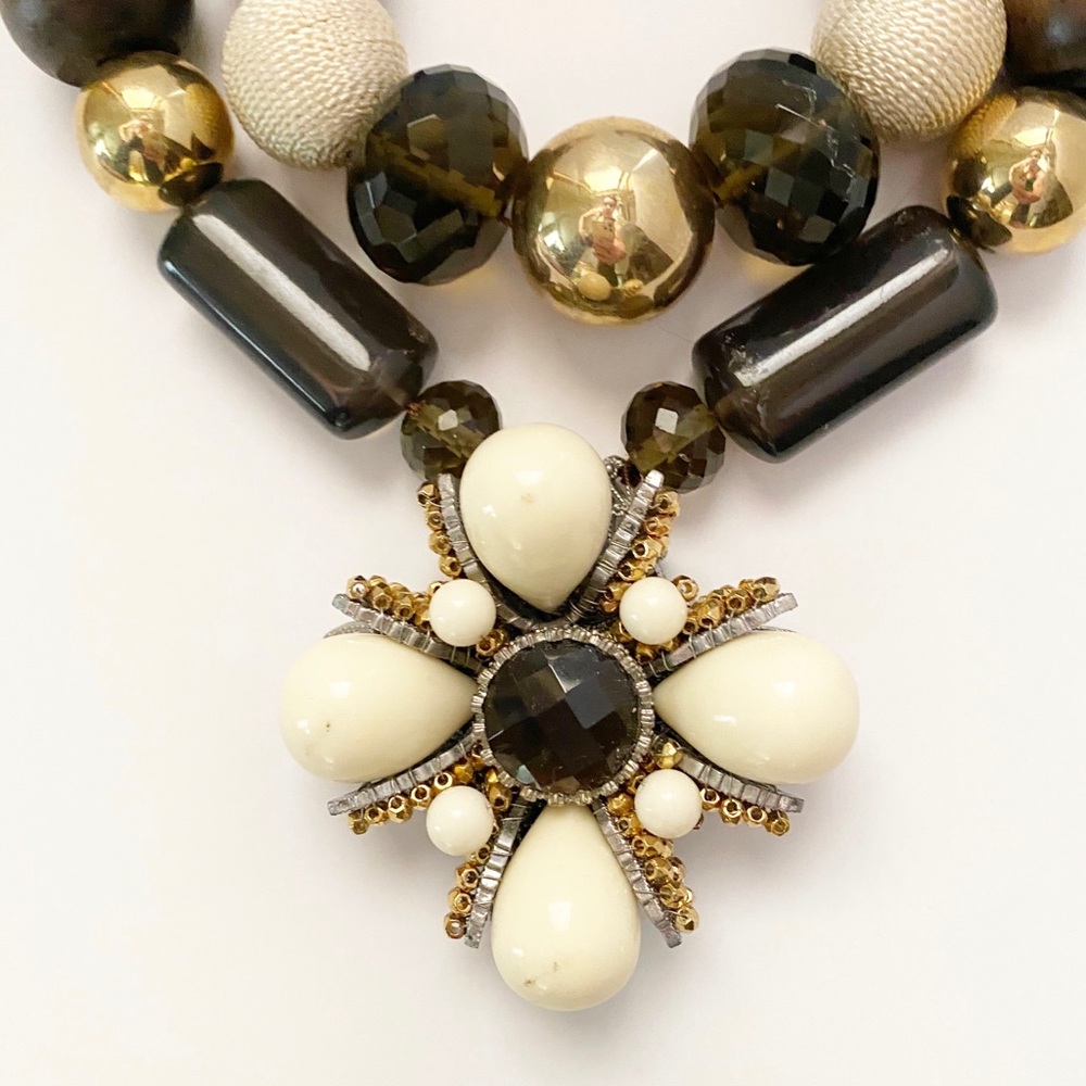 Banana Republic wooden, two tier necklace